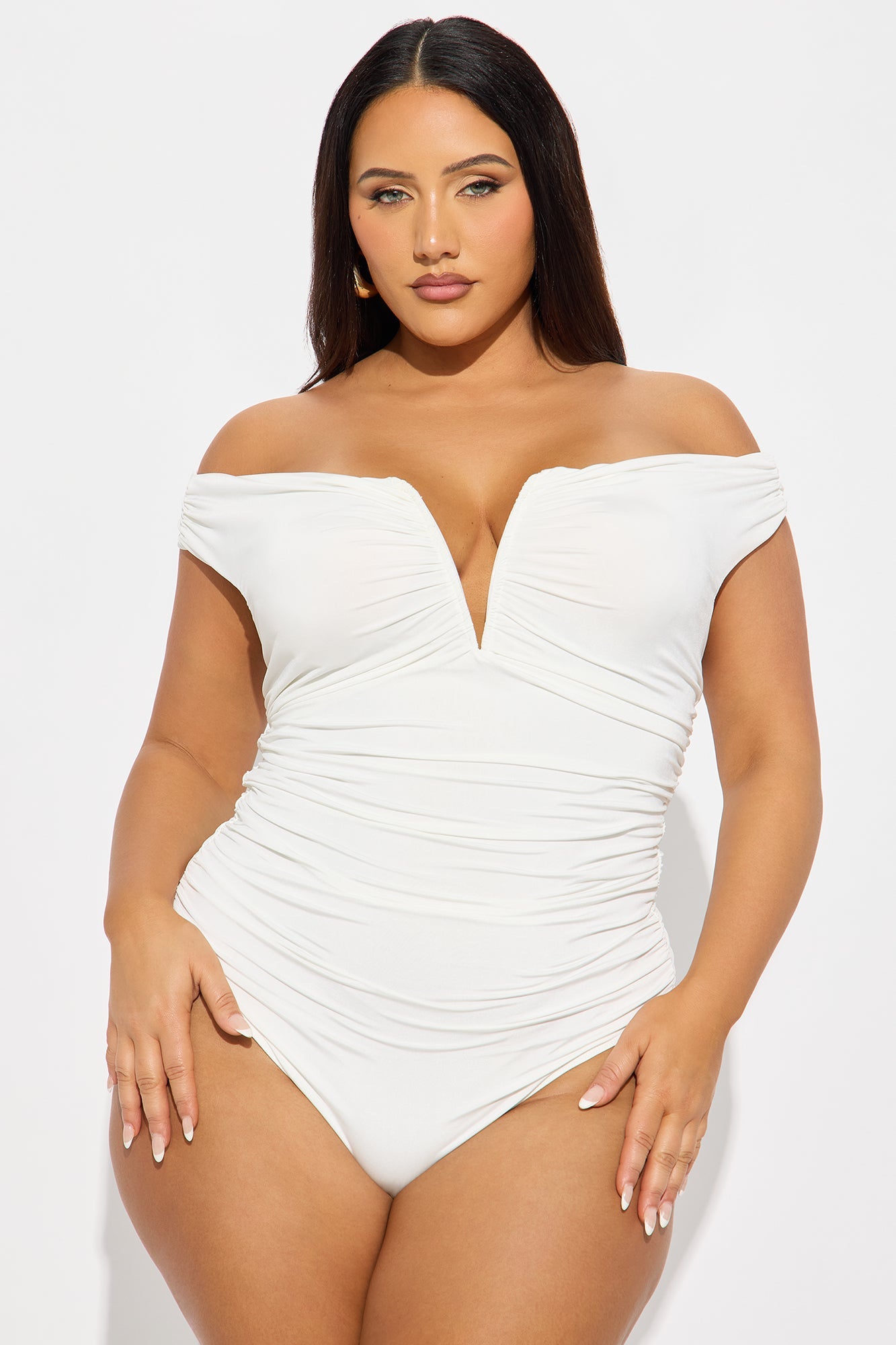 Kore Ruched Off Shoulder Bodysuit - Ivory