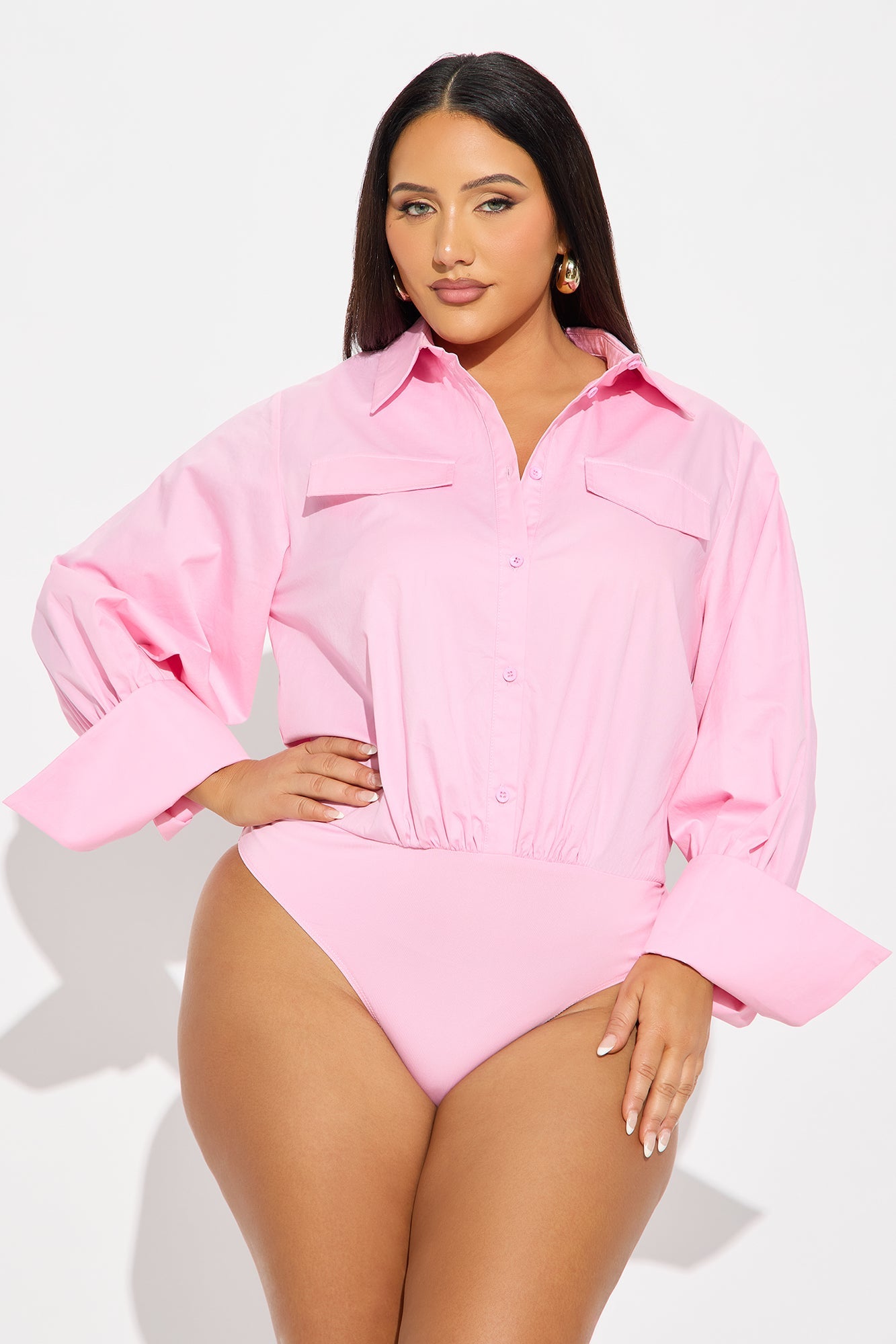 Be The Vibe Poplin Bodysuit - Pink