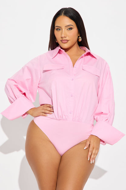 Be The Vibe Poplin Bodysuit - Pink