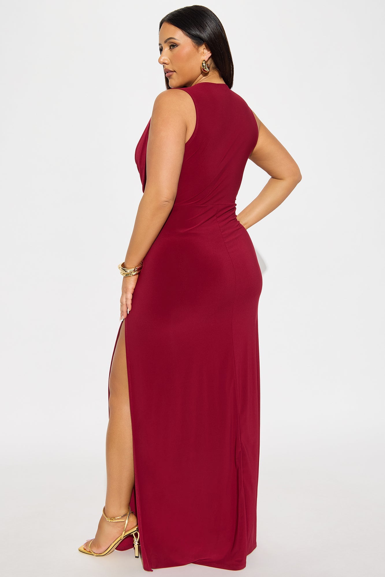 Jayleen Strappy Cowl Neck Maxi Dress - Burgundy