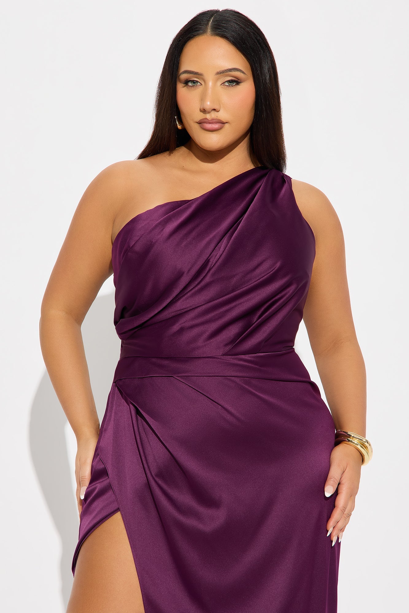 Gracie Satin Maxi Dress - Plum