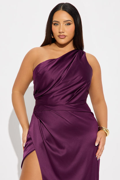 Gracie Satin Maxi Dress - Plum