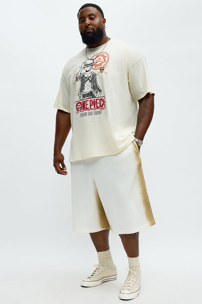 Tyson Baggy Blurred Lines Shorts - Cream