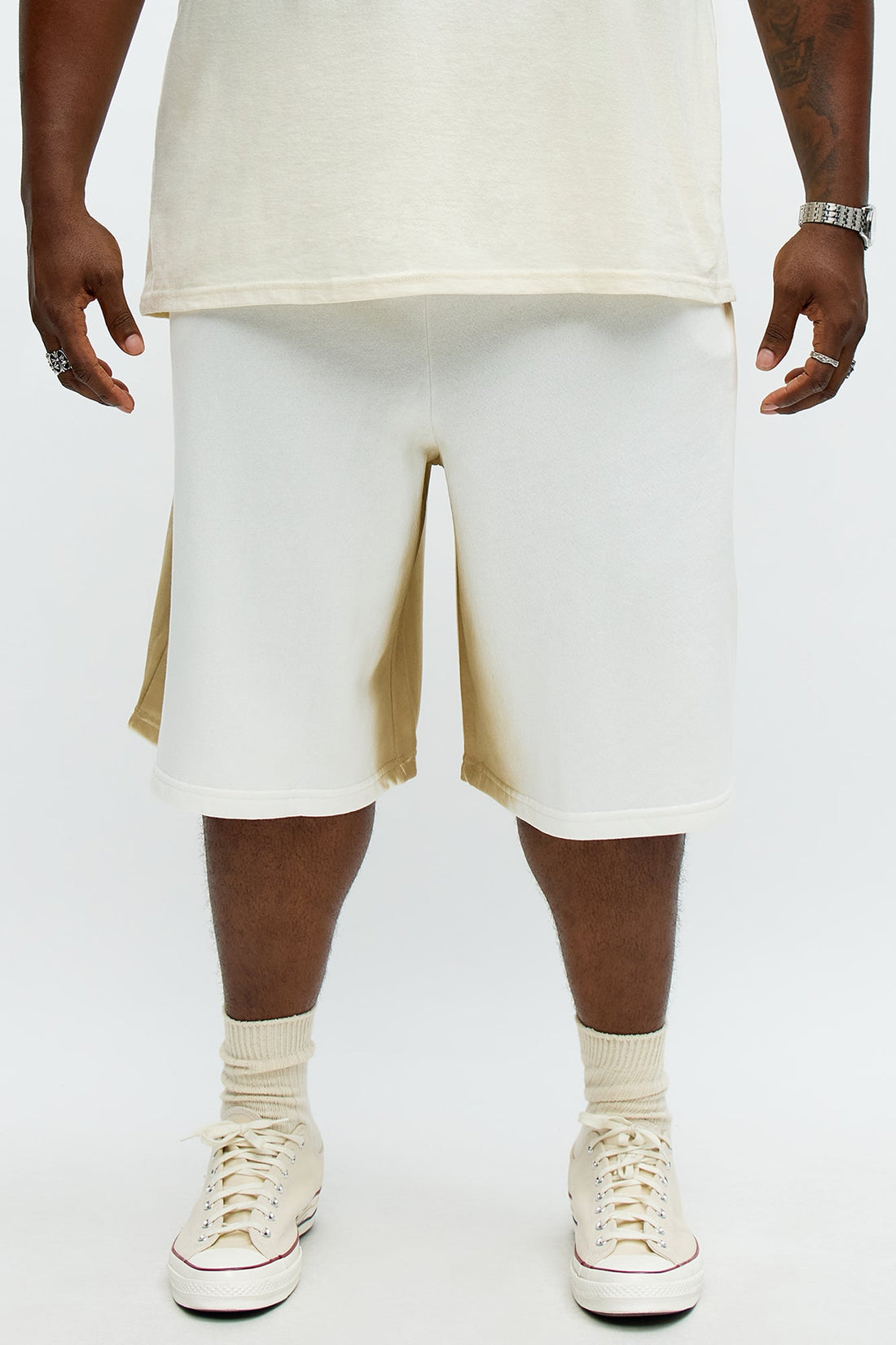Tyson Baggy Blurred Lines Shorts - Cream