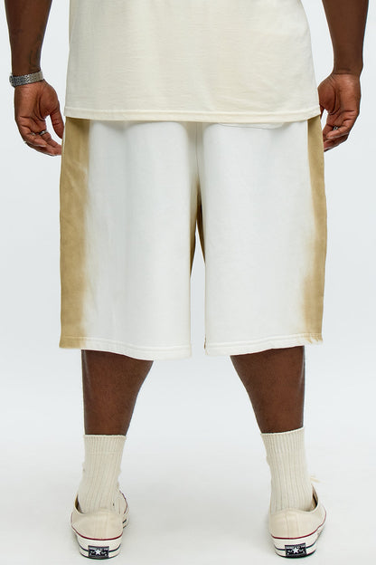Tyson Baggy Blurred Lines Shorts - Cream