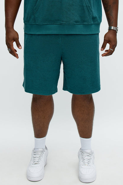 Relaxed Chateau Terry Double Waistband Shorts - Teal/combo