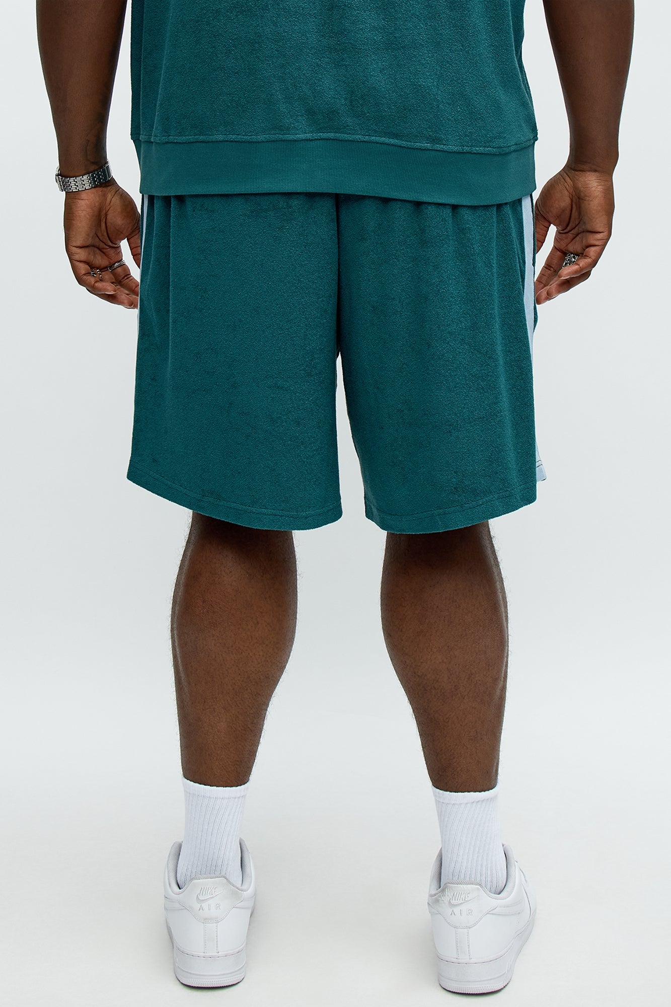 Relaxed Chateau Terry Double Waistband Shorts - Teal/combo