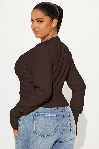 Retail Therapy Cropped Cardigan - Chocolate