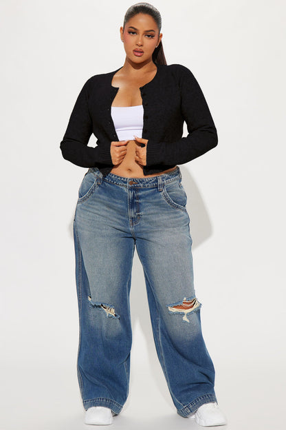 Sweet Sensation Cropped Cardigan - Black