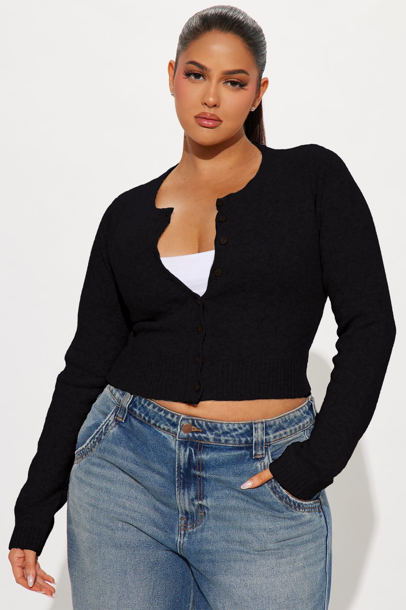 Sweet Sensation Cropped Cardigan - Black