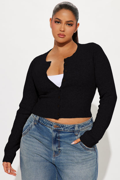 Sweet Sensation Cropped Cardigan - Black