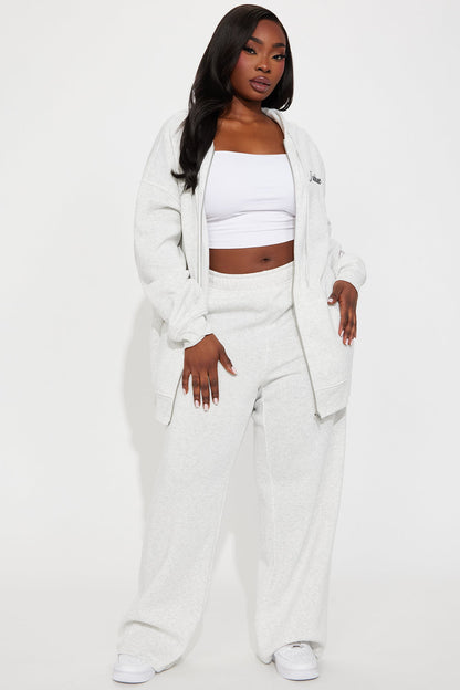 Jadore Fleece Pant Set - Heather Grey
