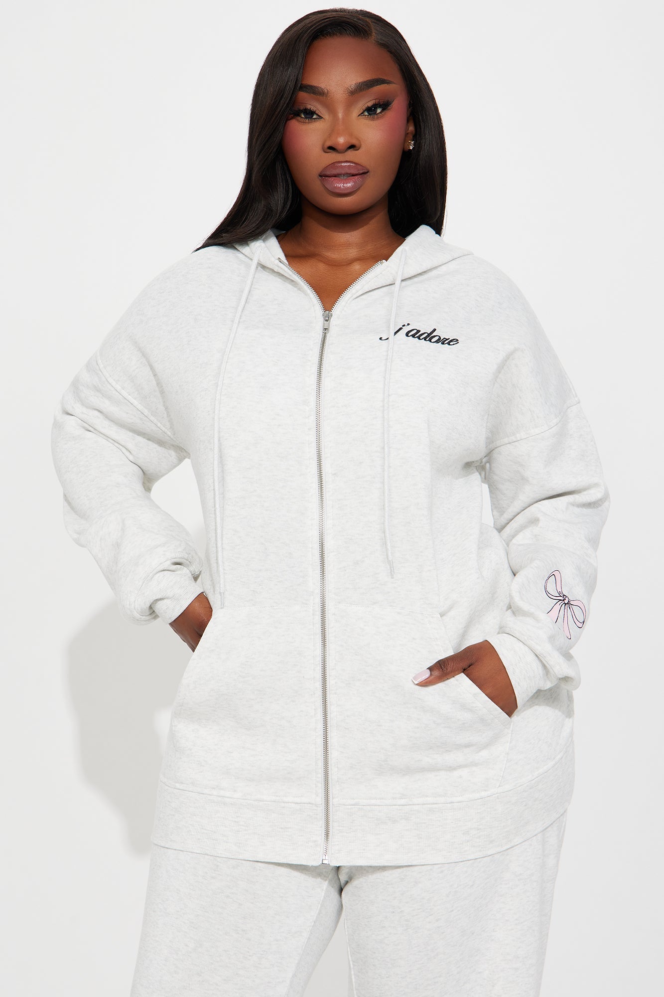 Jadore Fleece Pant Set - Heather Grey