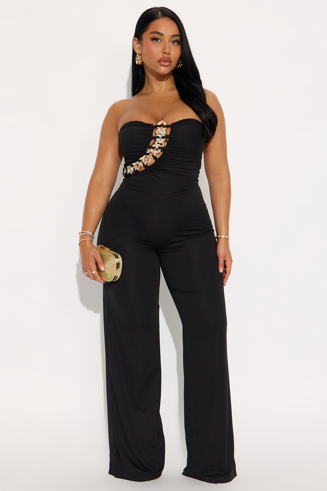 Stay For A Moment Strapless Jumpsuit - Black