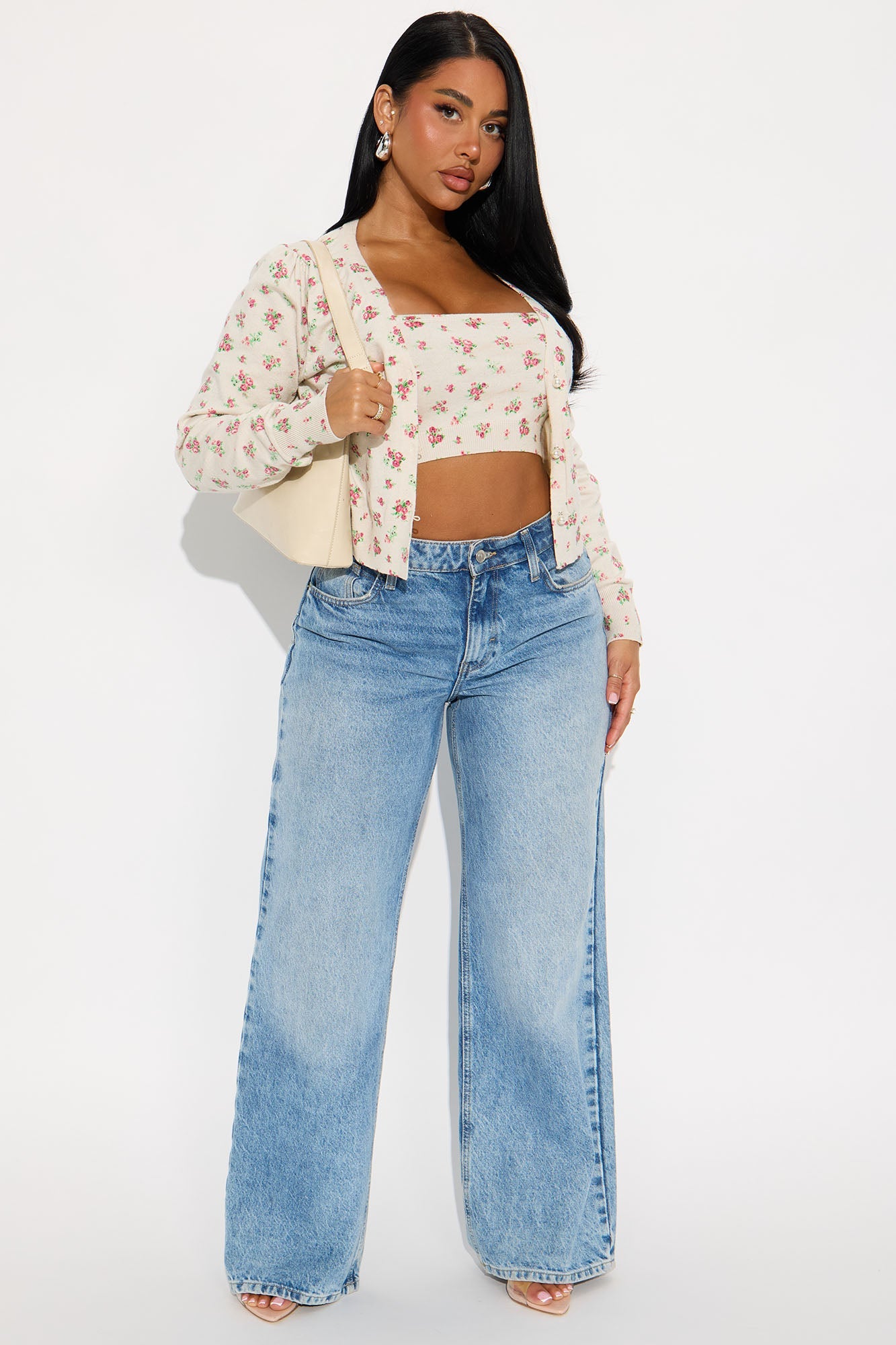 Soft Blossom Floral 2 Piece Cardigan - Cream/combo