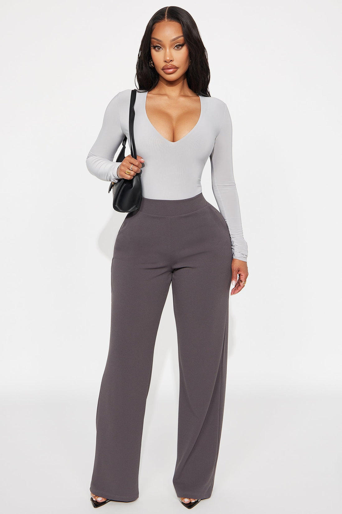 Celine Aria Wide Leg Pants - Charcoal