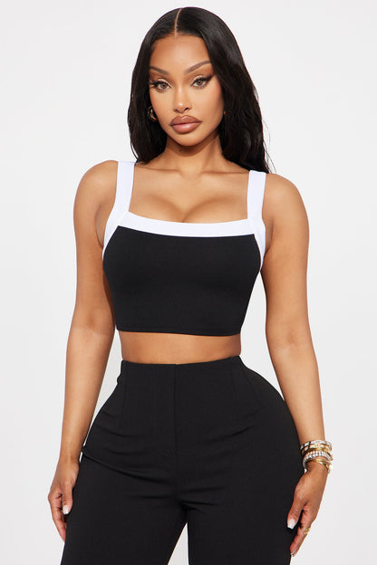 Impress Me Cami Top And Cardigan 2 Piece Set - Black/White