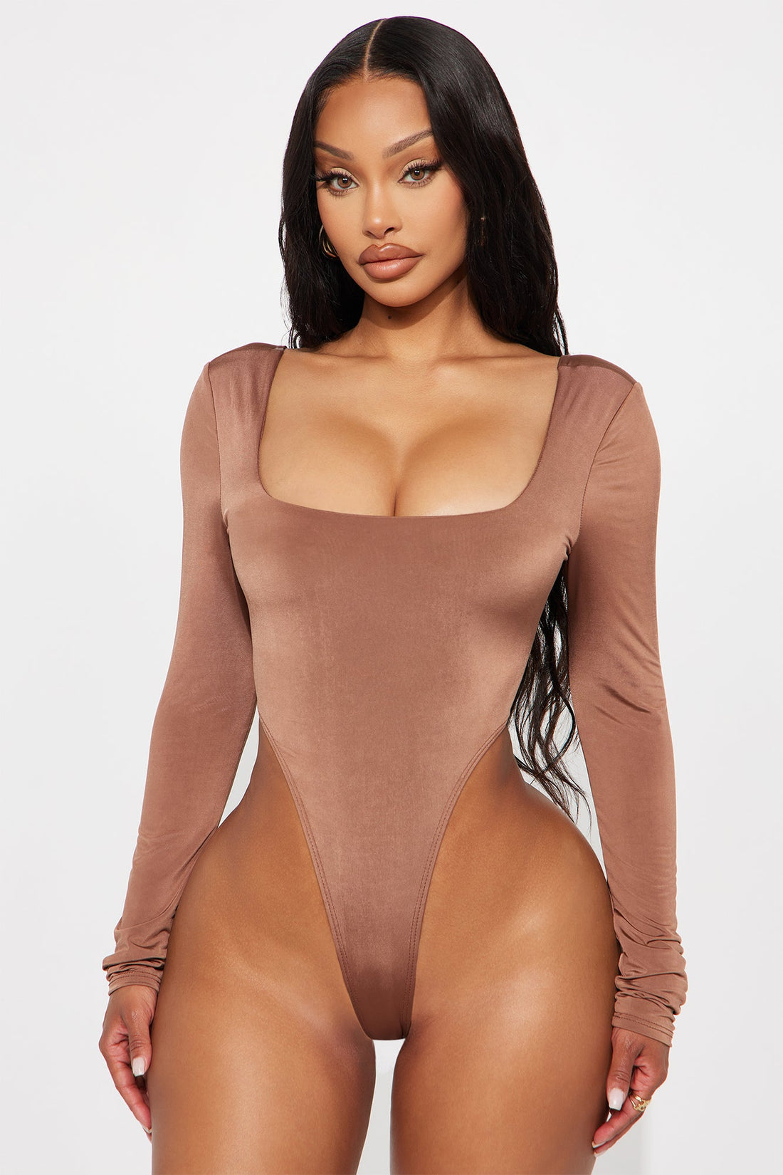 Living Proof Long Sleeve Backless Bodysuit - Chocolate