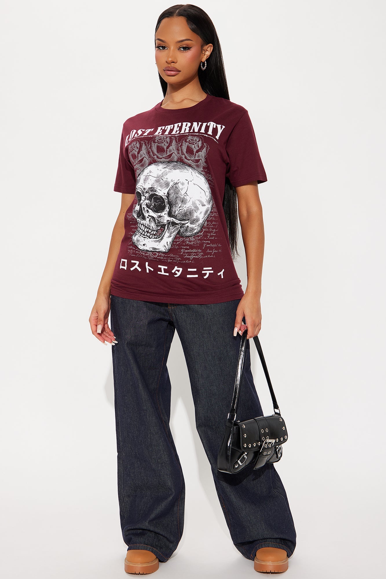 Lost Eternity Skull Tee - Burgundy