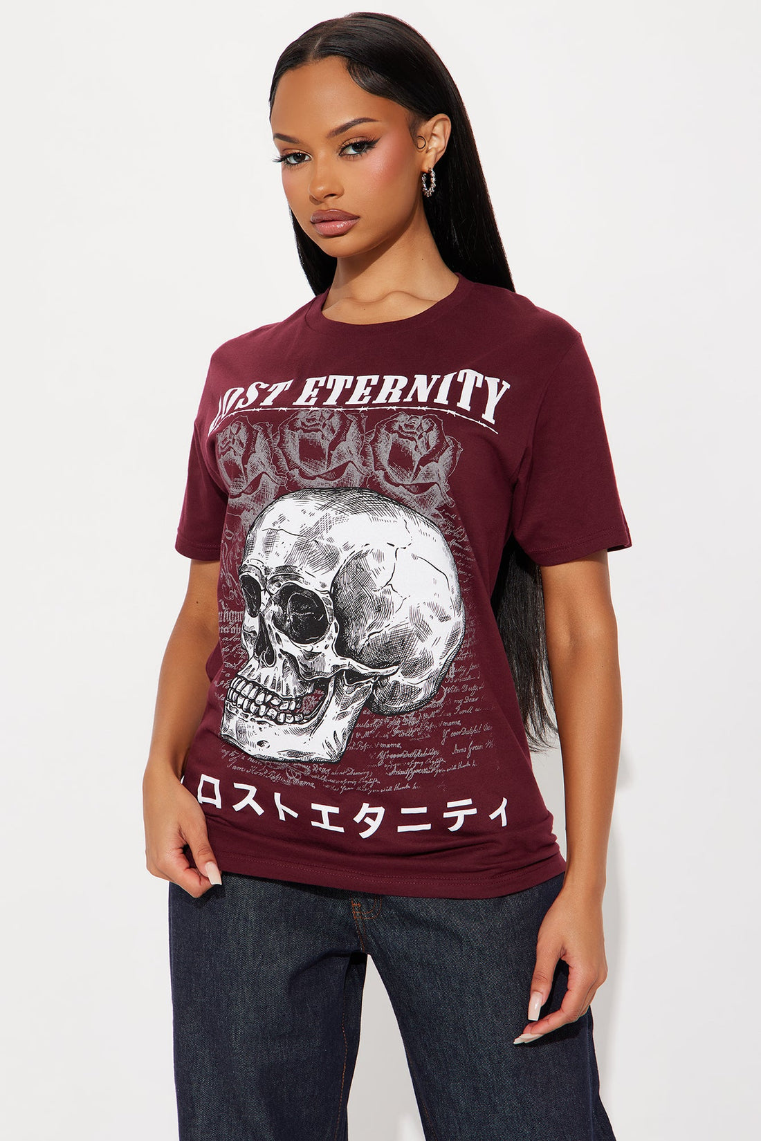 Lost Eternity Skull Tee - Burgundy