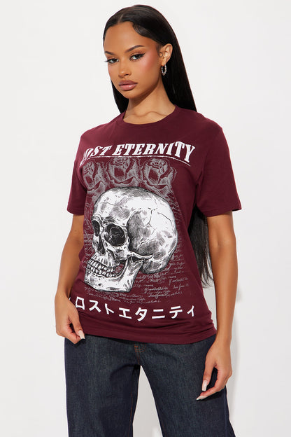 Lost Eternity Skull Tee - Burgundy