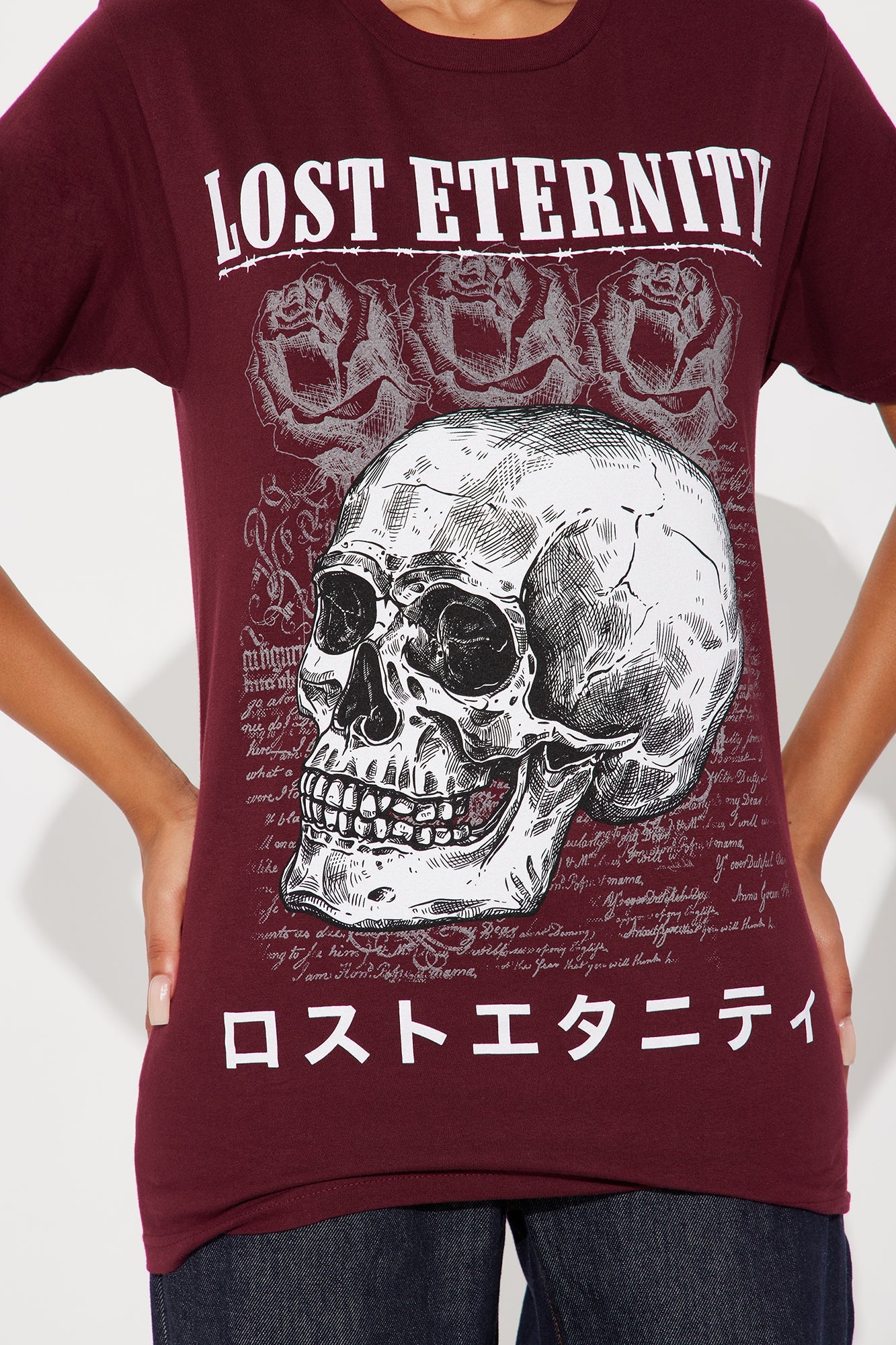 Lost Eternity Skull Tee - Burgundy
