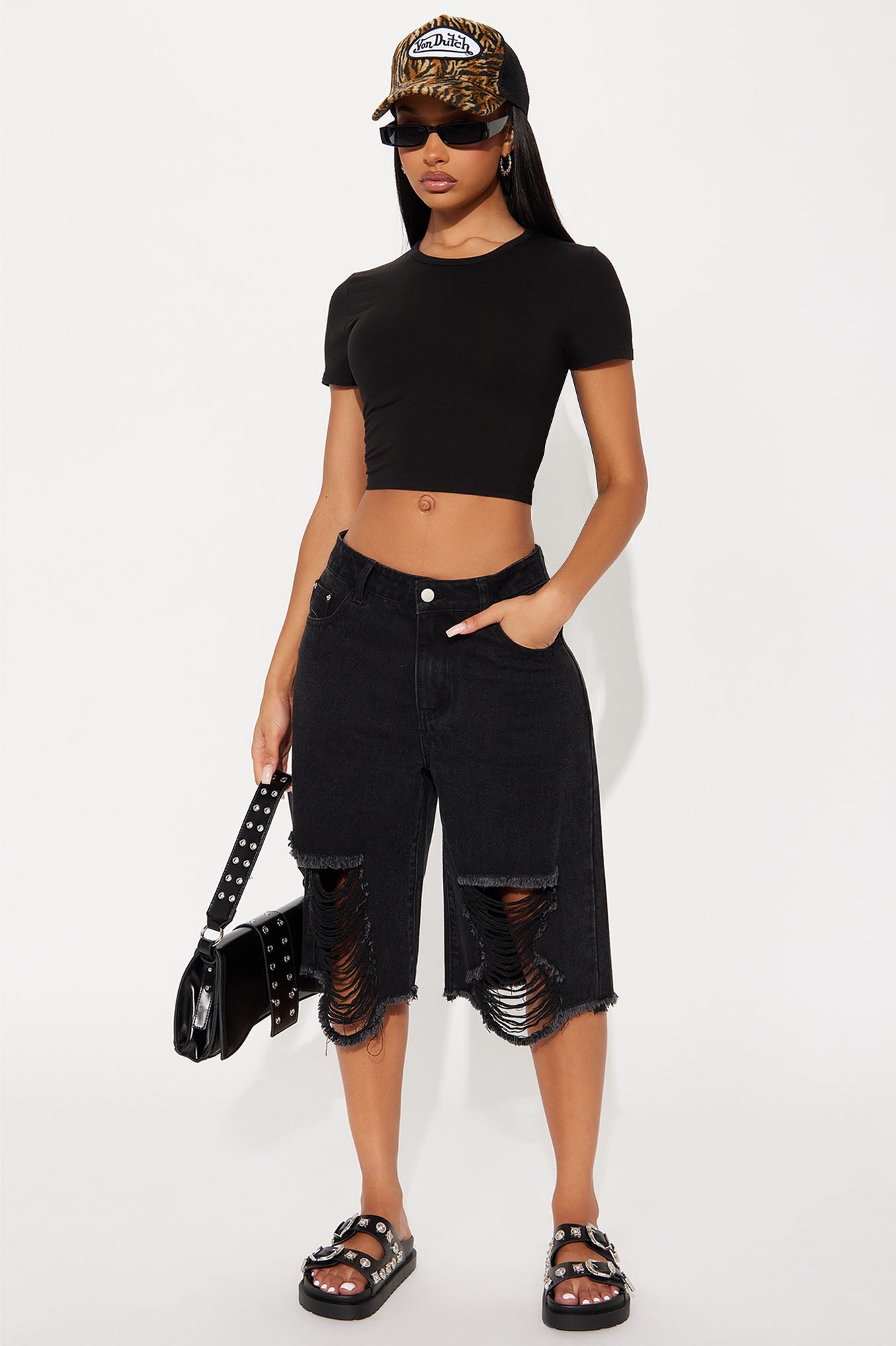 Lizzie Crew Neck Baby Tee - Black