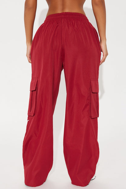Get To Know Me Cargo Track Pant - DarkRed