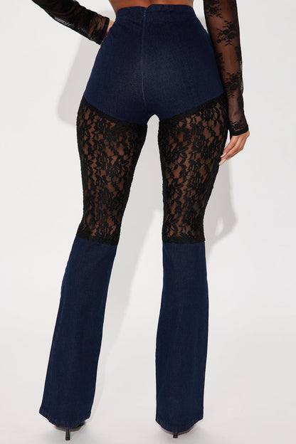 Lavishly Lace High Rise Bootcut Jeans - Dark Denim