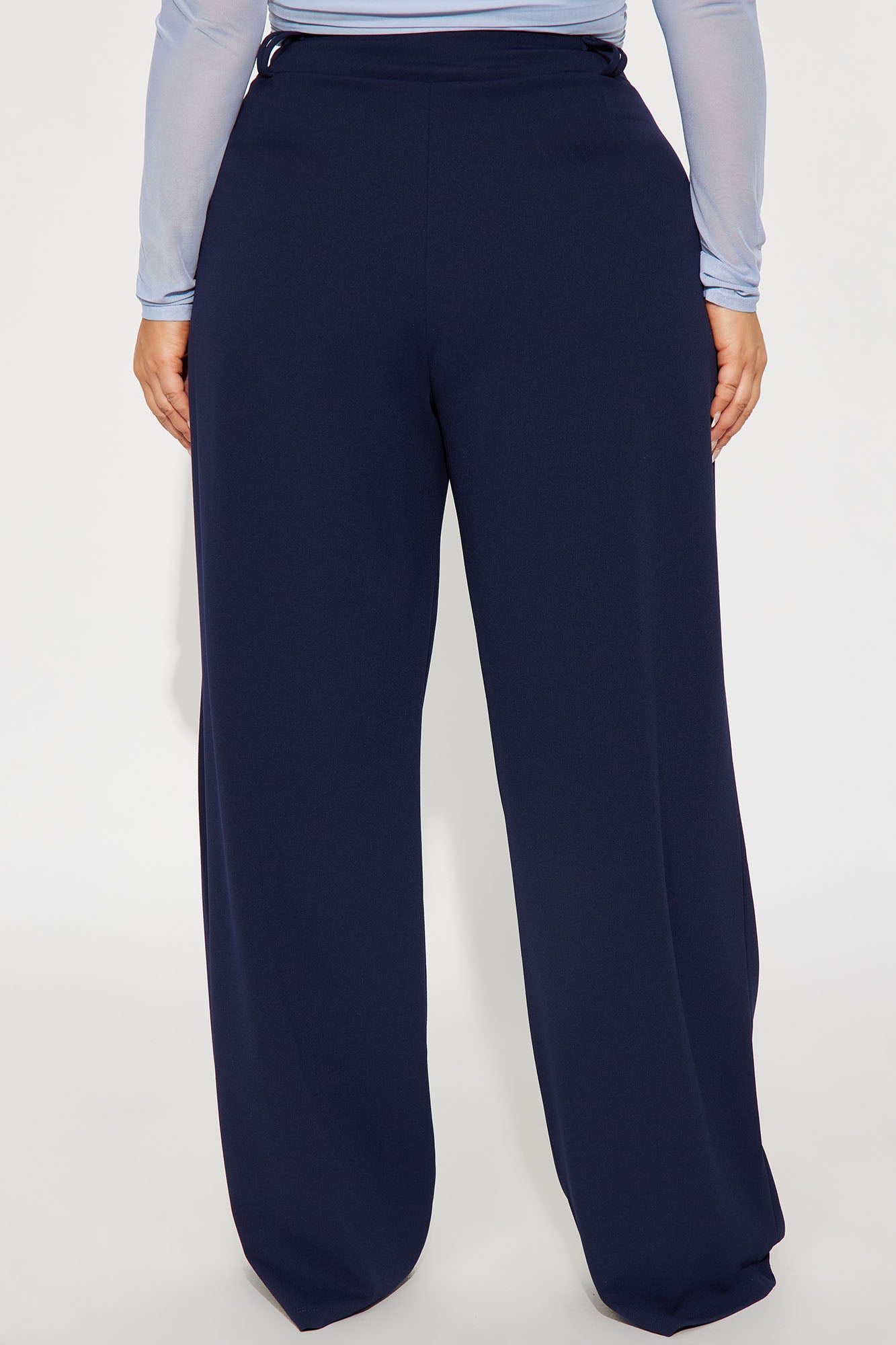 Late To The Meeting Wide Leg Trouser Pant - Navy