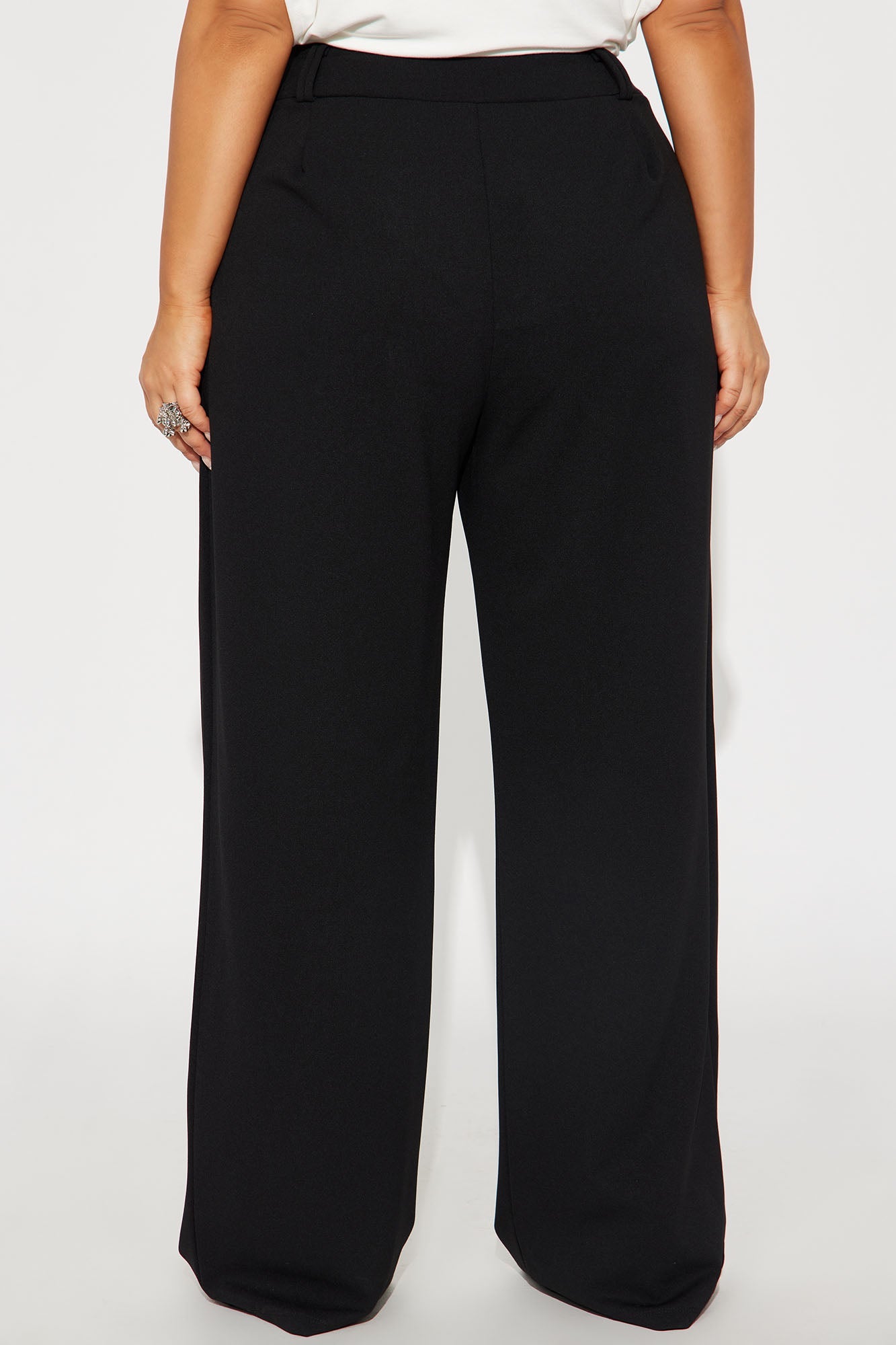 Late To The Meeting Wide Leg Trouser Pant - Black