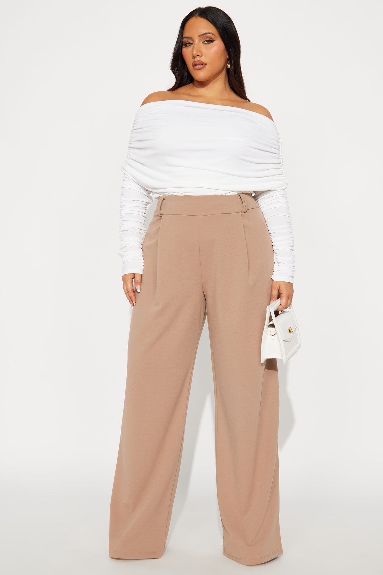 Late To The Meeting Wide Leg Trouser Pant - Mocha