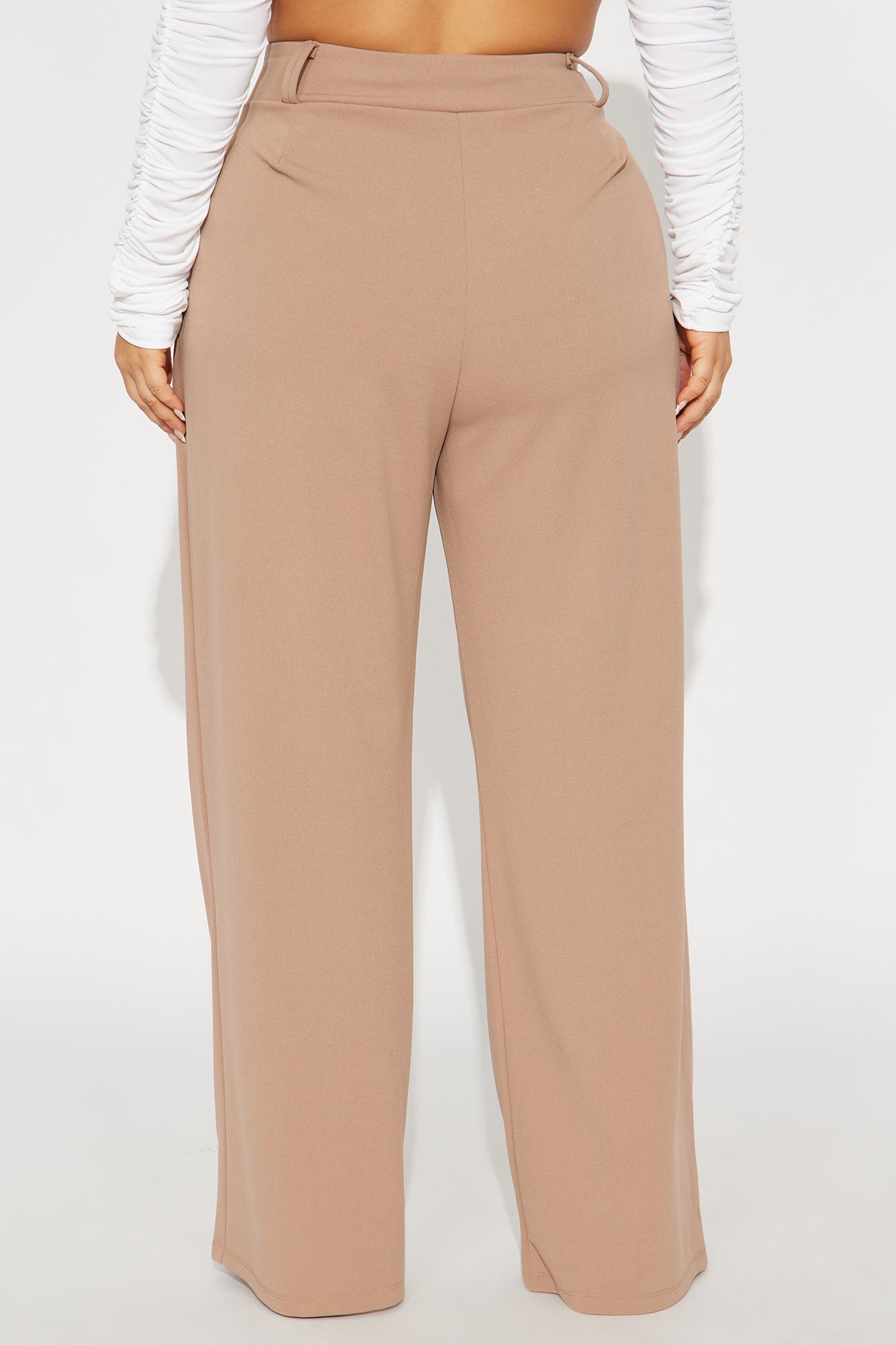 Late To The Meeting Wide Leg Trouser Pant - Mocha