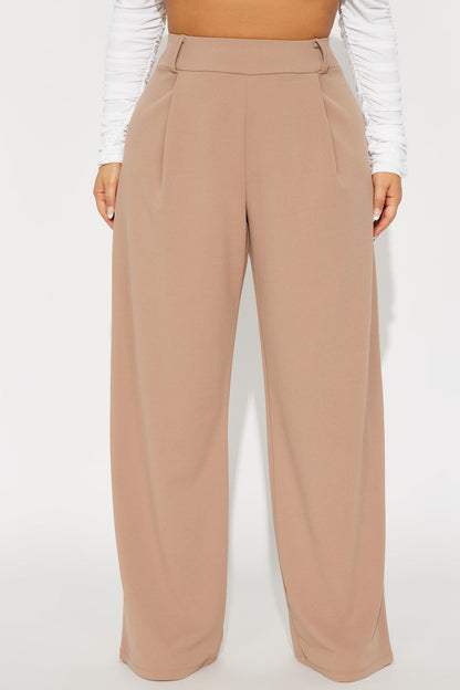 Late To The Meeting Wide Leg Trouser Pant - Mocha
