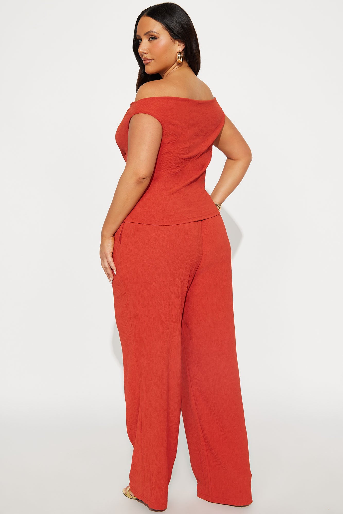 Ana Off Shoulder Pant Set - Rust