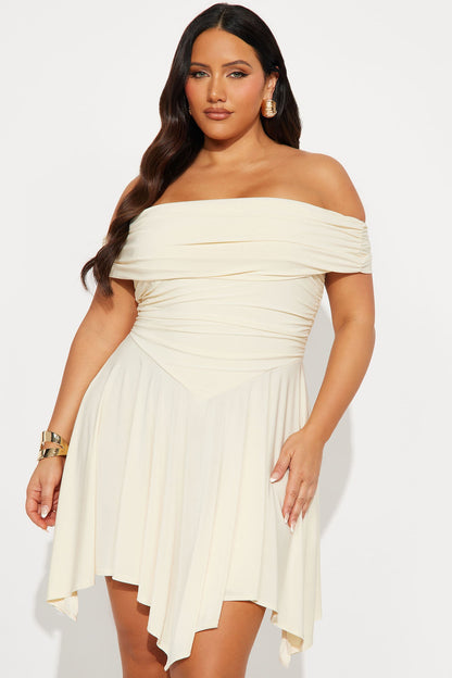 Penelope Off Shoulder Mini Dress - Cream