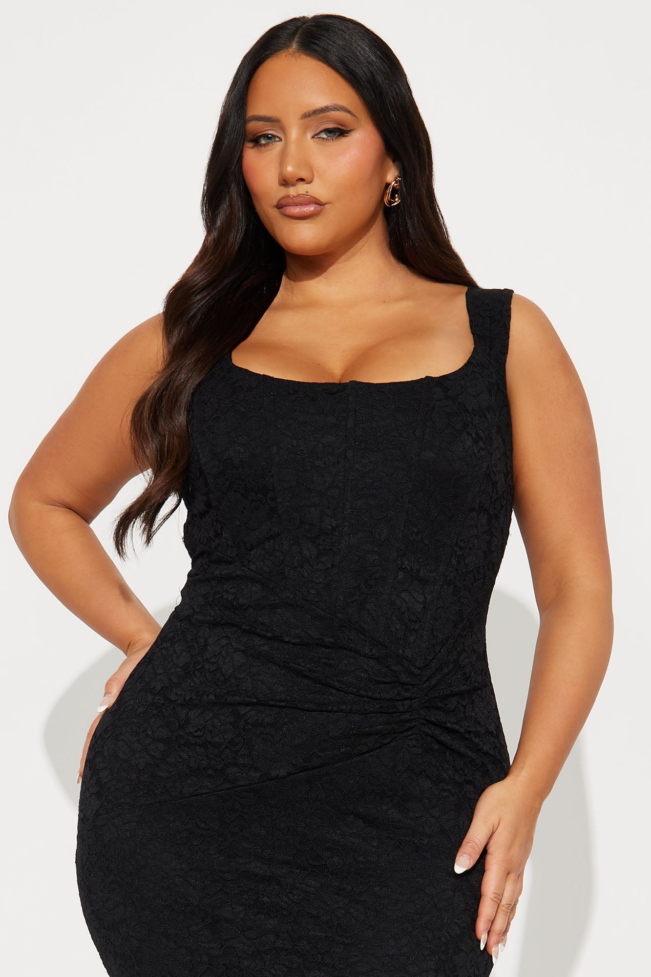 Echo Lace Midi Dress - Black