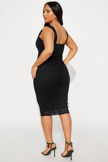 Echo Lace Midi Dress - Black