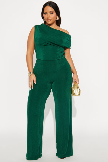 Be Your Girl Off Shoulder Jumpsuit - Hunter
