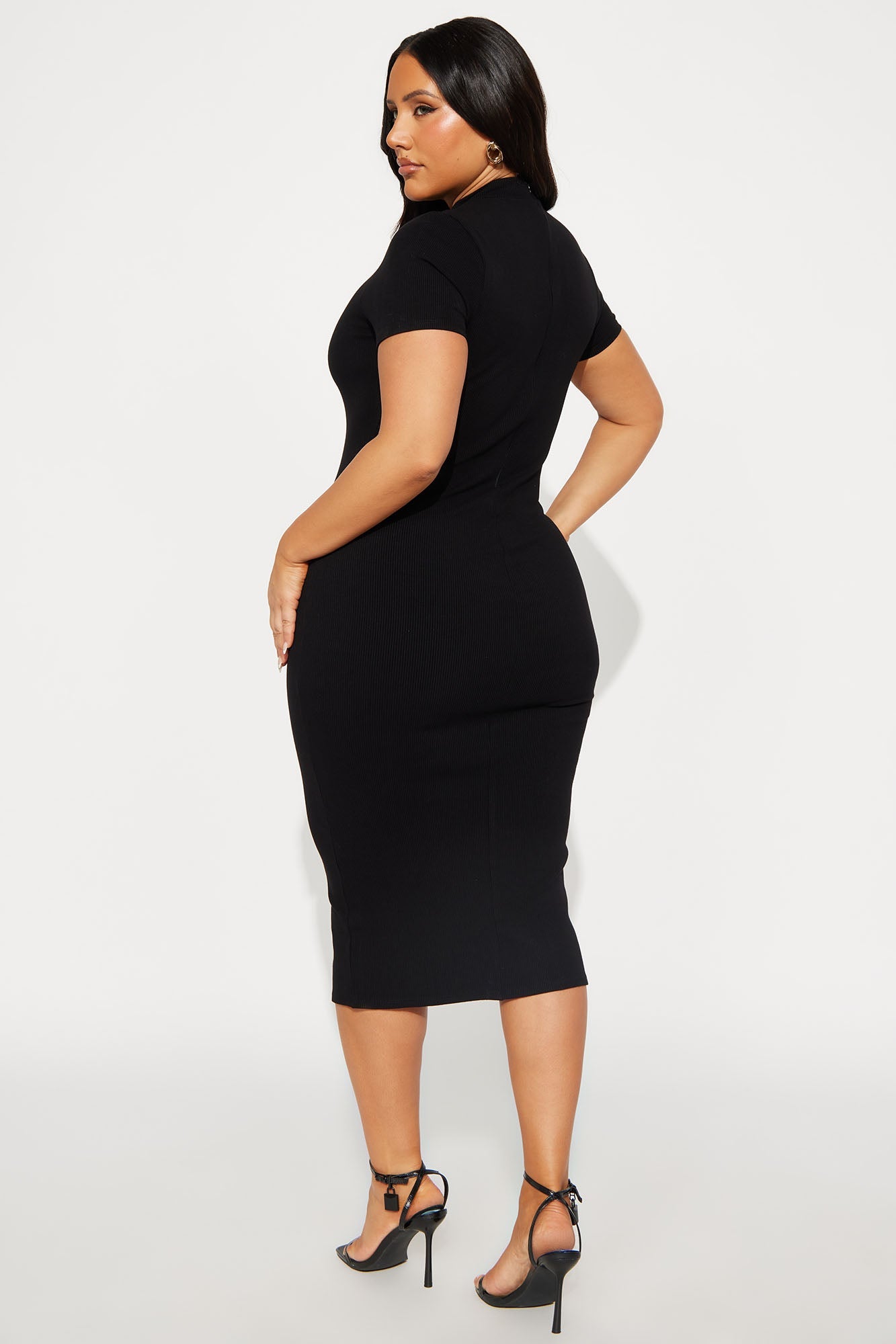 Cora Snatched Midi Dress - Black