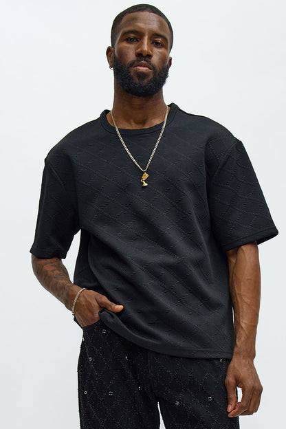 Lingo Textured Relaxed Tee - Black