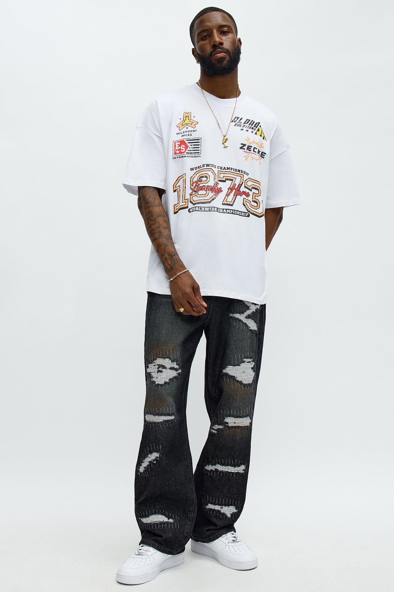 NYC Track Oversized Short Sleeve Tee - White