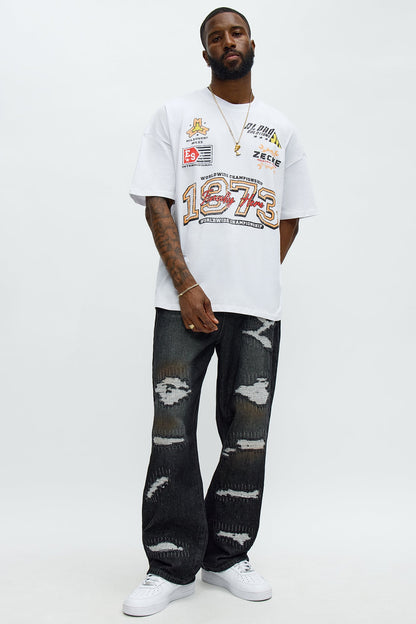 NYC Track Oversized Short Sleeve Tee - White
