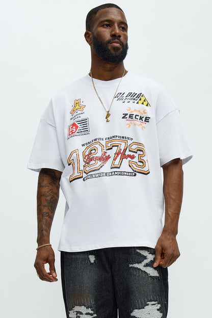 NYC Track Oversized Short Sleeve Tee - White