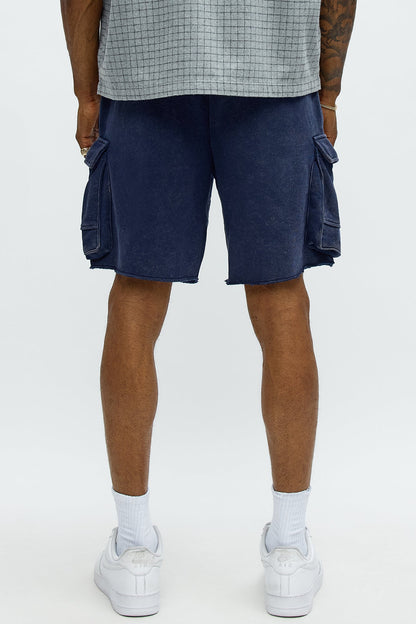 Tyson Bagged Off Cargo Relaxed Shorts - Navy