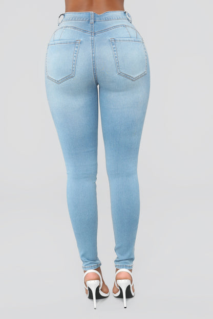 Alexa High Rise Booty Lifter Skinny Jeans - Light Blue Wash
