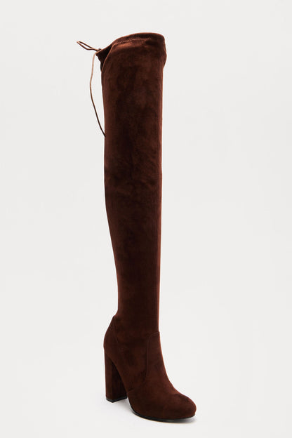 Pretty In Thigh High Boots - Chocolate