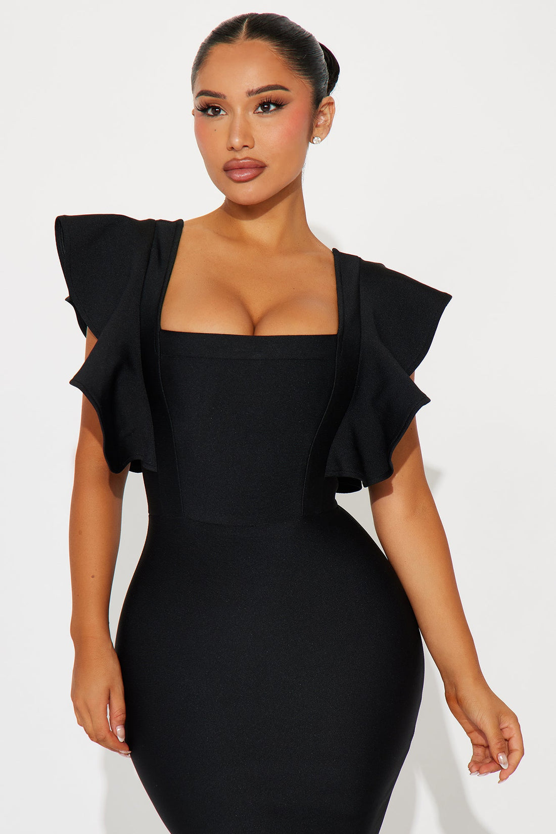 Elyse Bandage Midi Dress - Black
