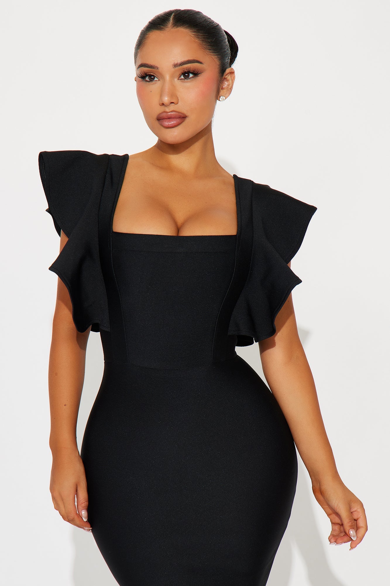 Elyse Bandage Midi Dress - Black