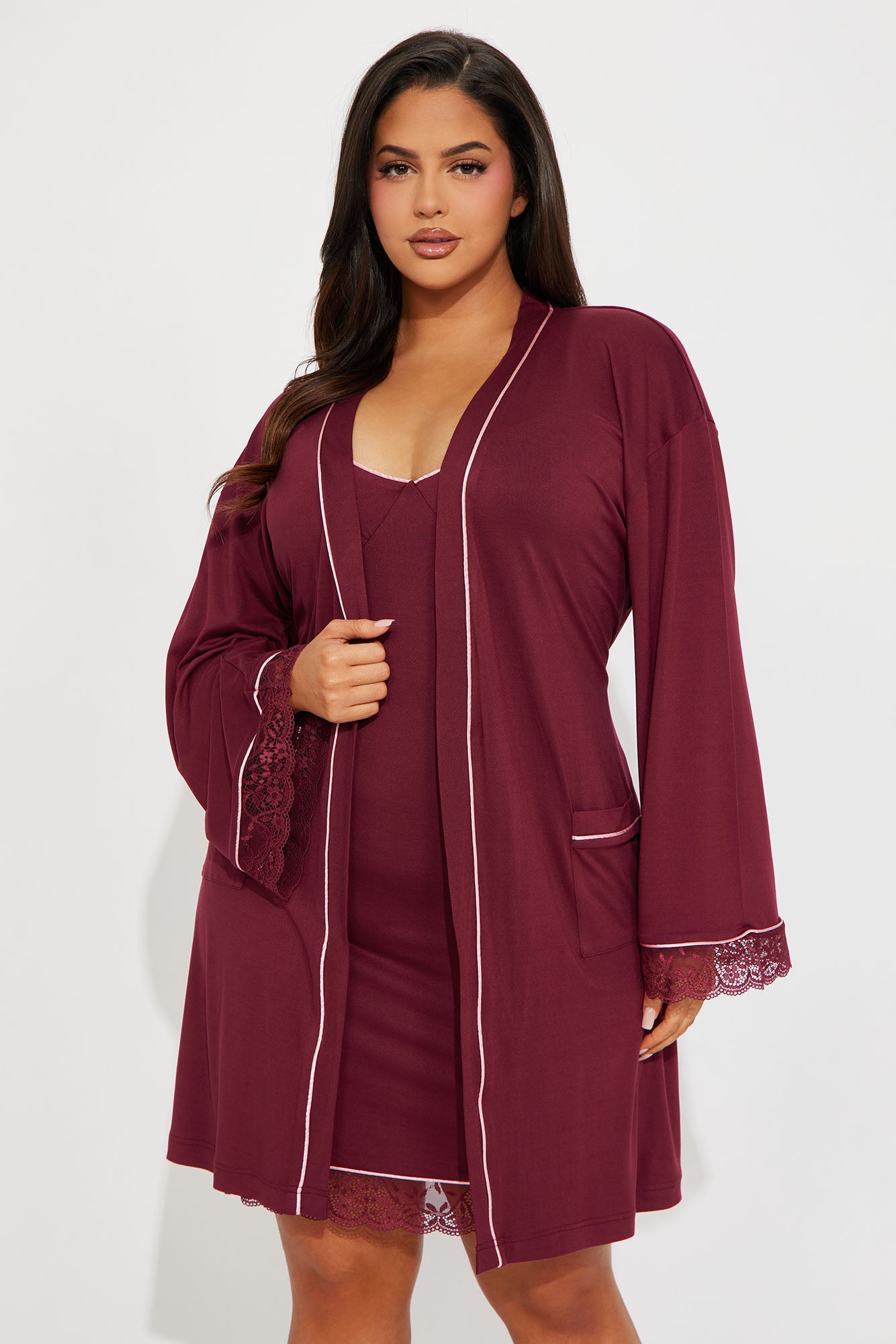 Just Dream PJ Robe Set - Wine